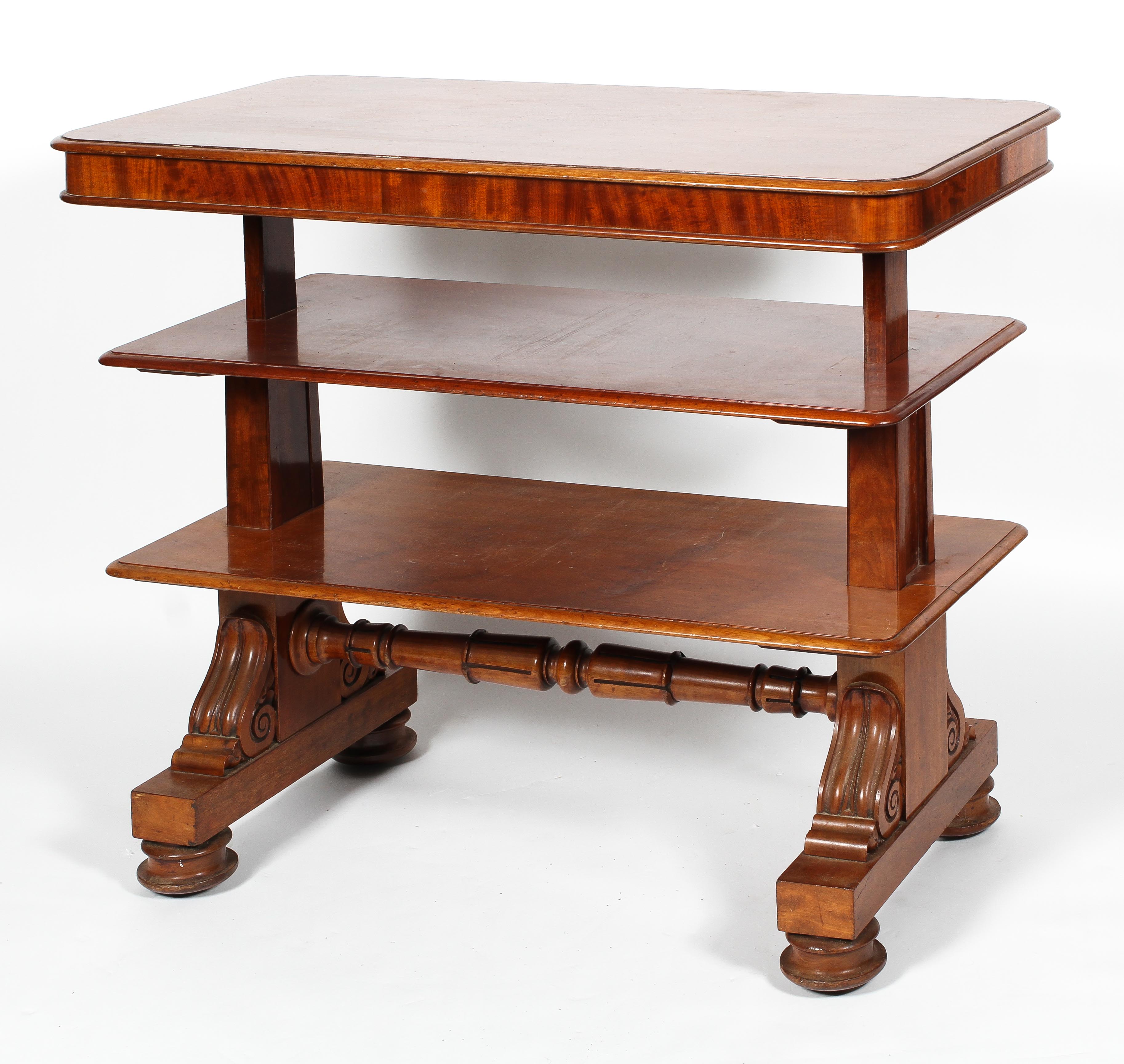 An early Victorian metamorphic mahogany dumb waiter, of rectangular section with three tiers, - Image 2 of 2