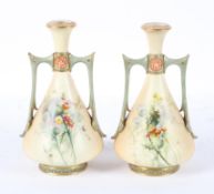 A pair of Royal Worcester Blush Ivory vases, date code form 1903, shape 1021,