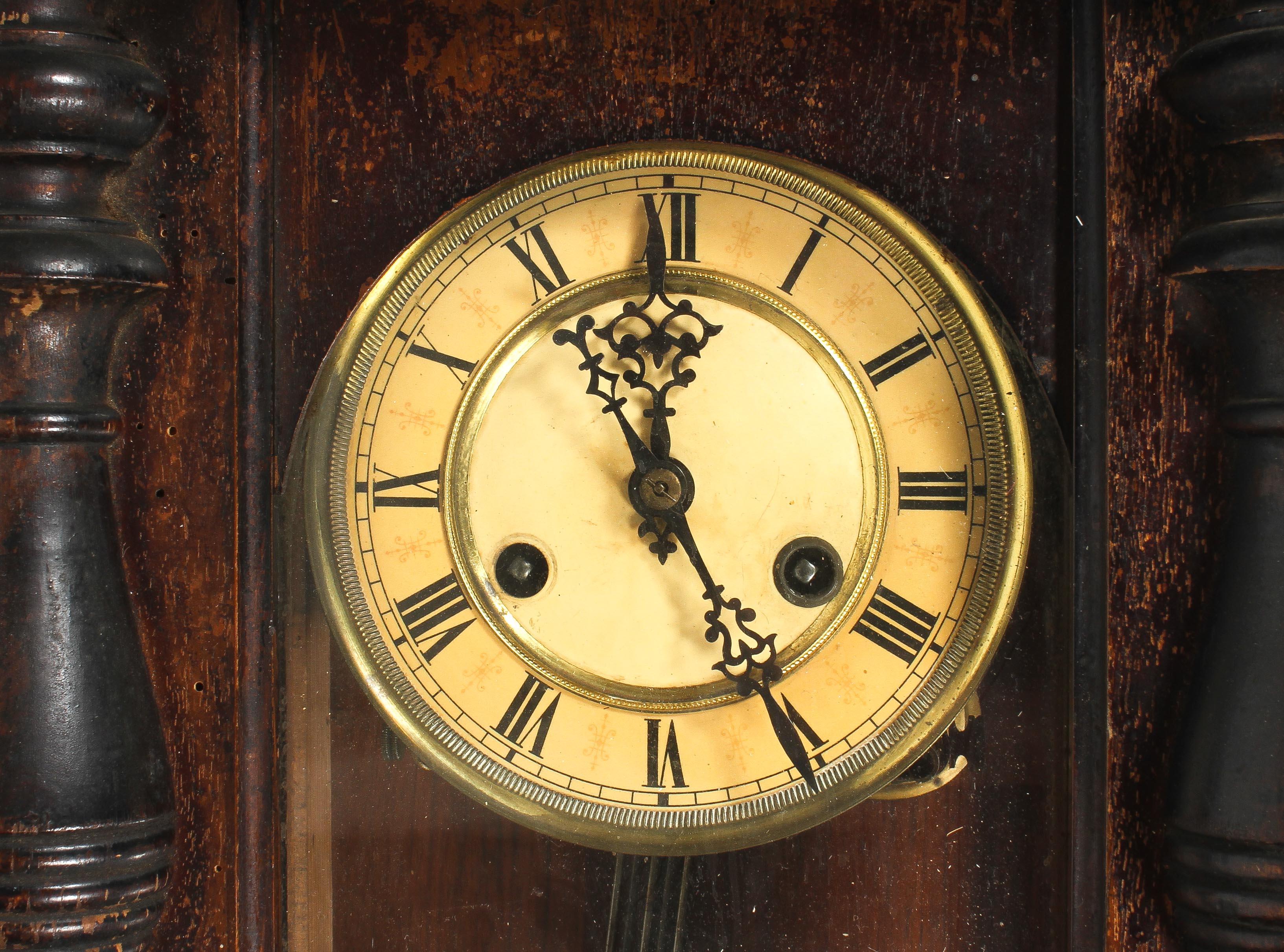 A Victorian wall clock, bearing label for W G Hicks, Watchmaker, Redruth, - Image 2 of 2