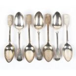 A collection of seven early Victorian silver dessert spoons, four being hallmarked London 1842,