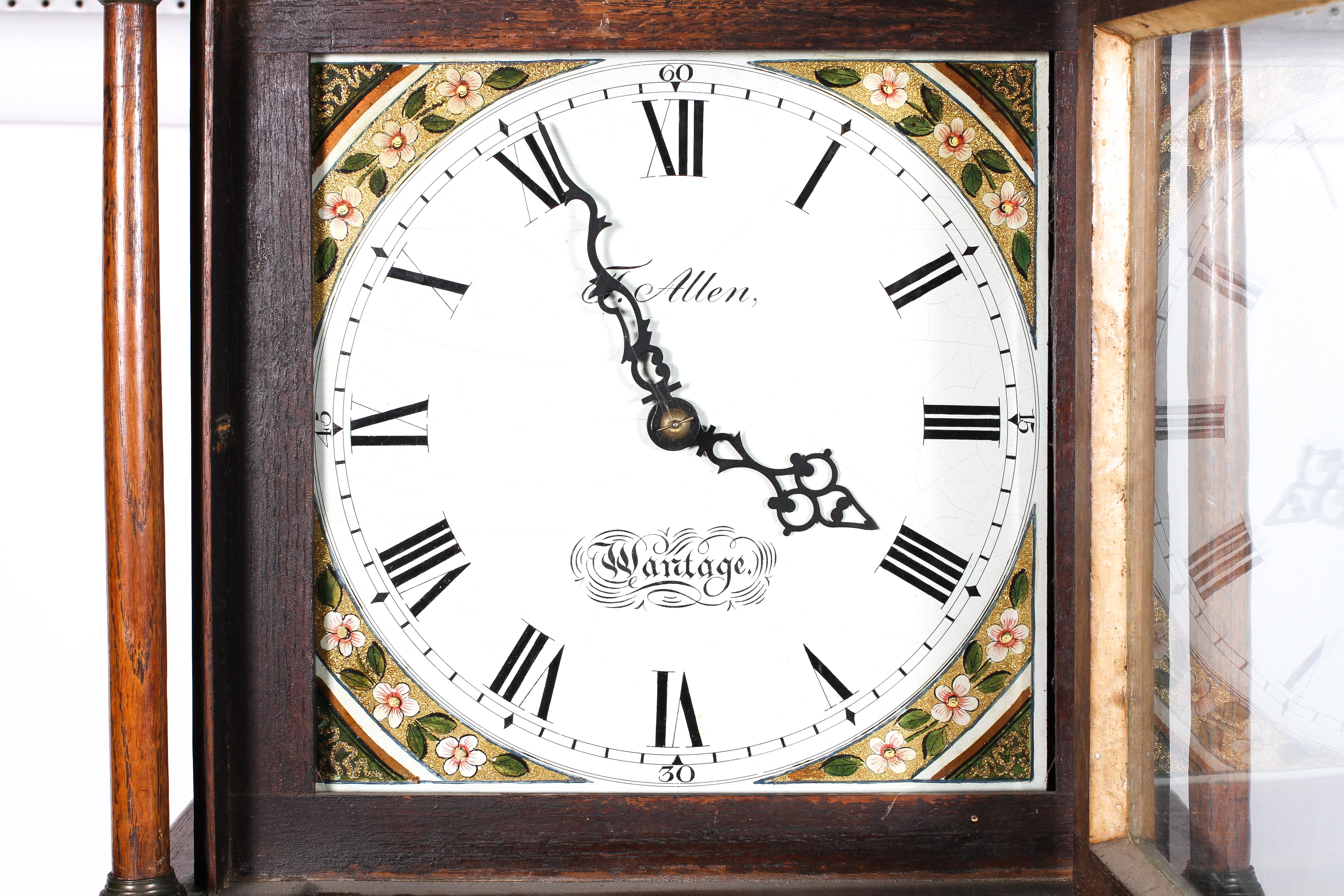 A 19th century oak long case clock, the enamelled dial named for T Allen/Wantage, - Image 2 of 2