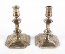 A pair of contemporary silver squat candlesticks, hallmarked Birmingham 1974 by T Hill,