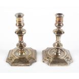 A pair of contemporary silver squat candlesticks, hallmarked Birmingham 1974 by T Hill,