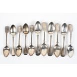 A set of six early Victorian silver teaspoons, hallmarked Exeter 1849 by John stone, 127g,