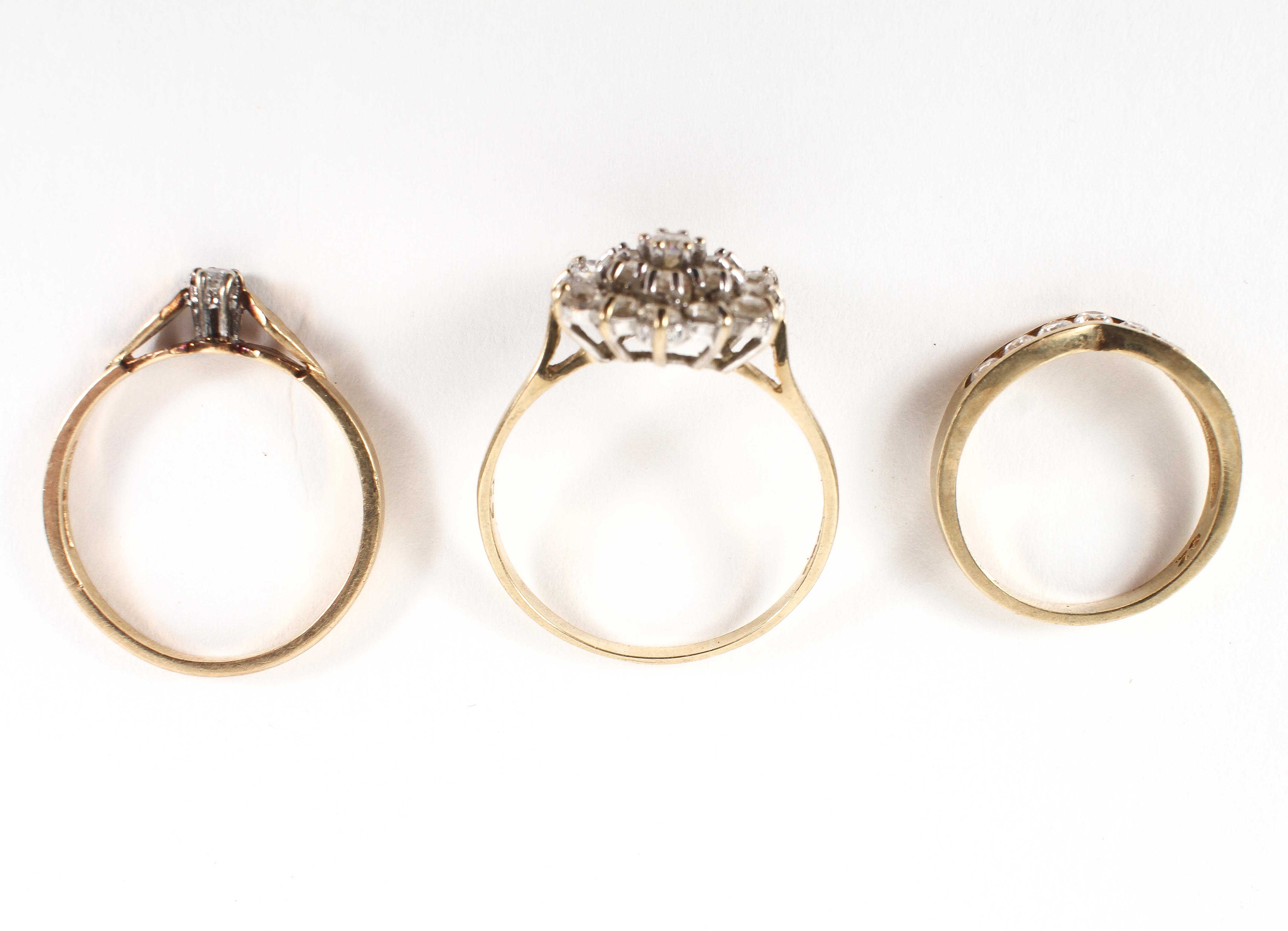 A collection of rings to include: A 9ct single stone 0.03ct diamond ring - Image 2 of 3