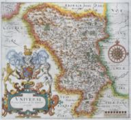 William Hole after Christopher Saxton, Universi: Derbiensis Comitatus, a two page map of Derbyshire,