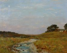Initialled HKB, Landscape with a stream, oil on canvas, initialled lower right,