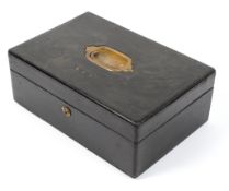 A black leather dispatch case or travelling stationery case, late 19th or 20th century,