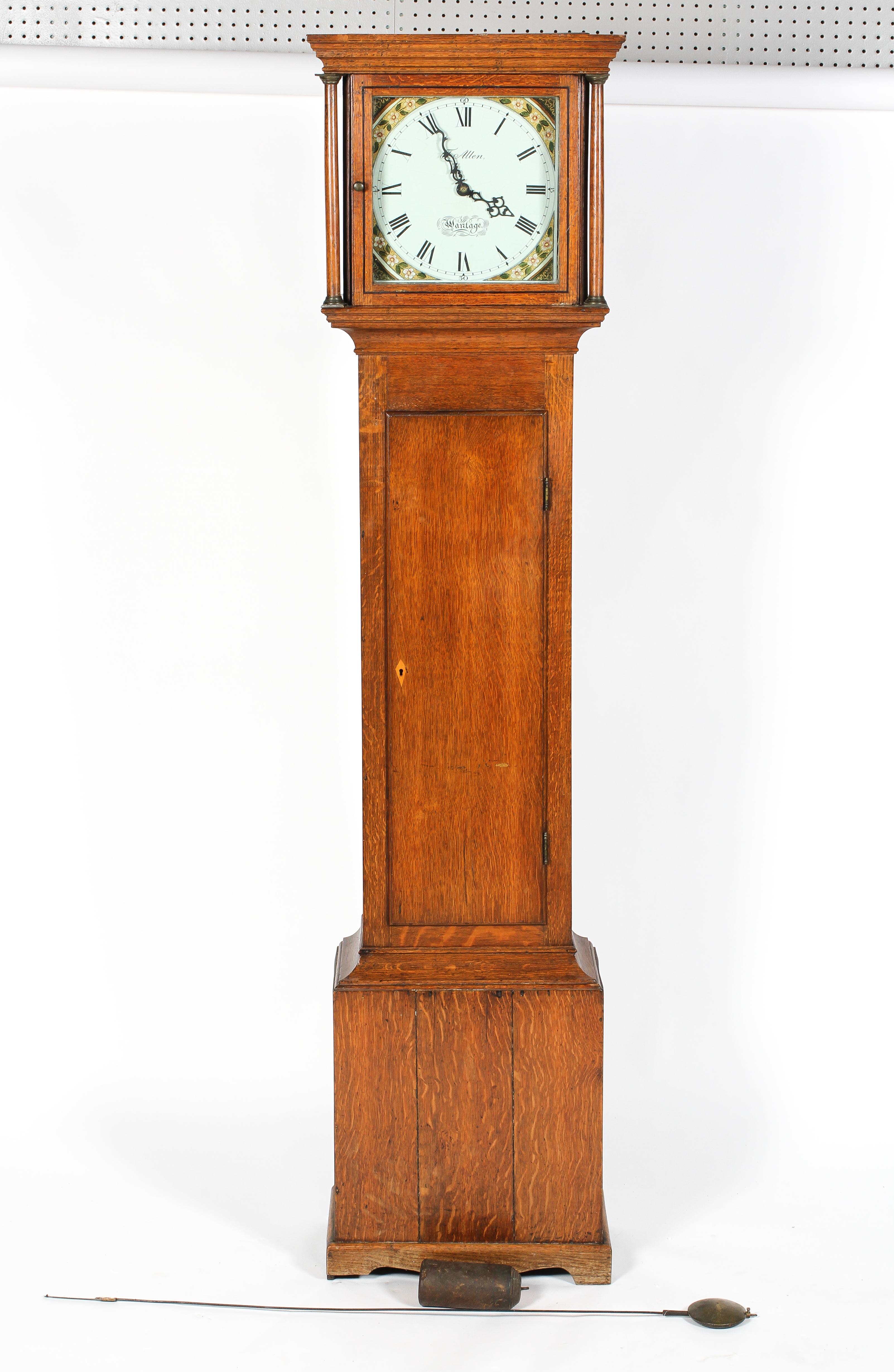 A 19th century oak long case clock, the enamelled dial named for T Allen/Wantage,