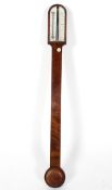 A mahogany stick barometer, 19th century, the arched ivory dial inscribed J Pasini, Dorcester,