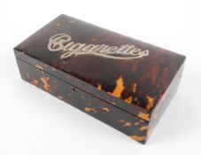 A Victorian tortoiseshell and silver mounted table cigarette box,