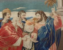 A 17th century style tapestry, with Christ with four other men,