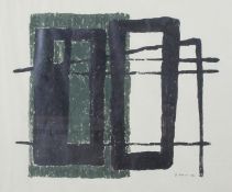 Robert Adams, Newlyn School, (1917-1984), Abstract form in green and black, probably a screen print,