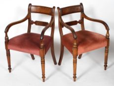 A pair of Regency mahogany carver chairs, with a tablet back,