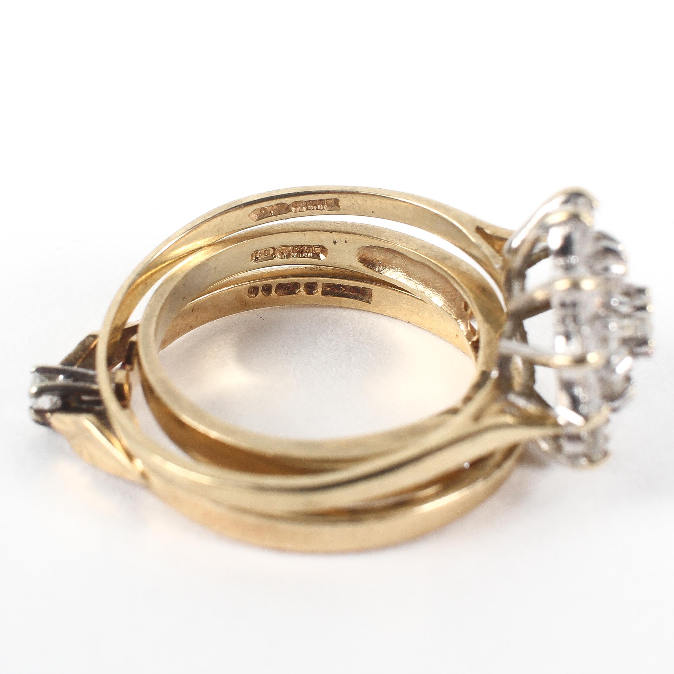 A collection of rings to include: A 9ct single stone 0.03ct diamond ring - Image 3 of 3