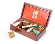 A late Victorian games compendium, the mahogany box with brass fittings,