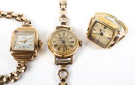 A 9ct gold mechanical rotary wristwatch with a gold plated Sekonda and a gold plated gradus watch