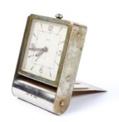 A vintage Jaeger-LeCoultre eight day travelling alarm clock,