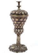 A Nuremberg style German white metal goblet and cover, probably 19th century,