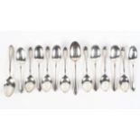 A set of twelve solid silver dessert spoons by Viners, Sandringham pattern,