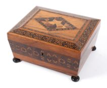 A Victorian Tunbridgeware workbox, in the manner of Edward Nye and Thomas Barton,