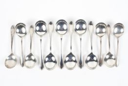 A set of six solid Silver soup spoons by Viners Ltd, in the Sandringham pattern,