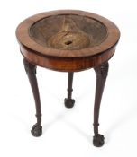 A Victorian rosewood circular centre table stand, late 19th century, with central well,