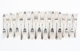 A set of twelve solid silver dinner forks by Viners, Sandringham pattern,