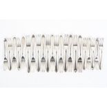 A set of twelve solid silver dinner forks by Viners, Sandringham pattern,
