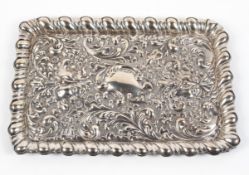 An Edwardian silver tray of rectangular form,