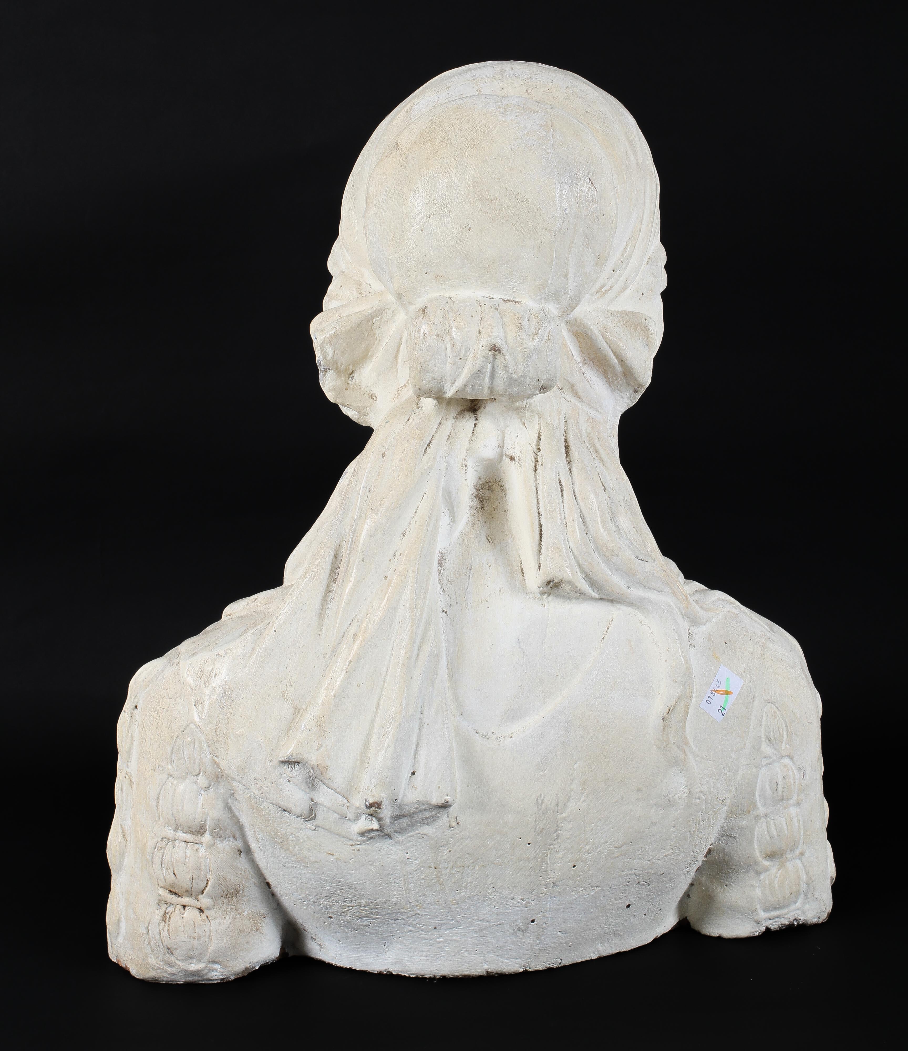 A white painted terracotta bust of a young lady, probably late 19th century, - Image 2 of 2