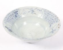 A Chinese blue and white bowl, possibly 17th century, of flared form,