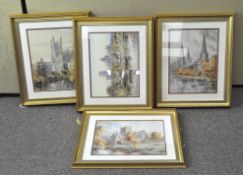 A selection of four signed watercolours, early 20th century, signed A Storir,