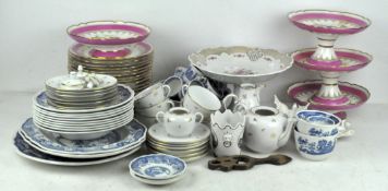 A large quantity of Richard Hawkins plates, three cake stands and a dish,