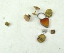 A selection of vintage buttons, to include a 9ct gold collar stud,