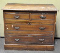 A 19th century mahogany chest of drawers, two short over two drawers,