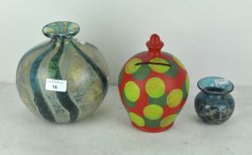 Two Continental Art glass vases, both of ovoid form, the largest 20cm high,