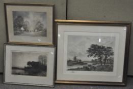 Three 20th century prints, one depicting a countryside scene signed 'George Allen',