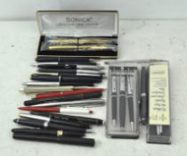 A selection of vintage pens, including Parker Junior fountain pen,