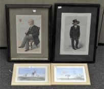 A group of four pictures and prints, including two late 19th century Vanity Fair prints,