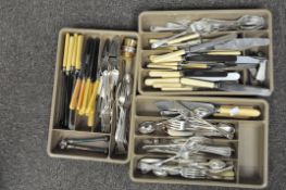 An extensive collection of silver plated flatware, to include Walker & Hall butter knives, forks,