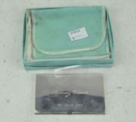 A contemporary silver card case by Tiffany & Co, with original fabric pouch,
