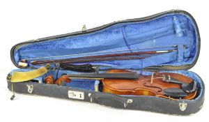 A Contemporary violin labelled 'Tatra by Rosetti Stradivarius' model, in original case,
