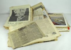 A large collection of historic newspapers and Royal programmes,