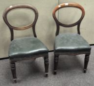 Two Victorian mahogany balloon back dining chairs,