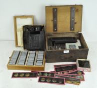 A collection of magic lantern slides, various boxed sets,