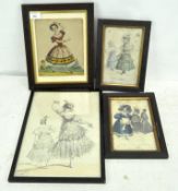 Two 19th century coloured engravings of Parisienne fashions, framed,