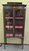 An Edwardian mahogany and inlaid Sheraton Revival display cabinet,