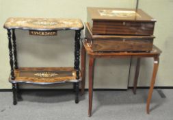 Assorted pieces of 'Sorrento' ware including a table, 62 x 72 x 45 cm, a tiered occasional table,