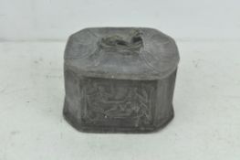 A Georgian lead tobacco box of octagonal form,